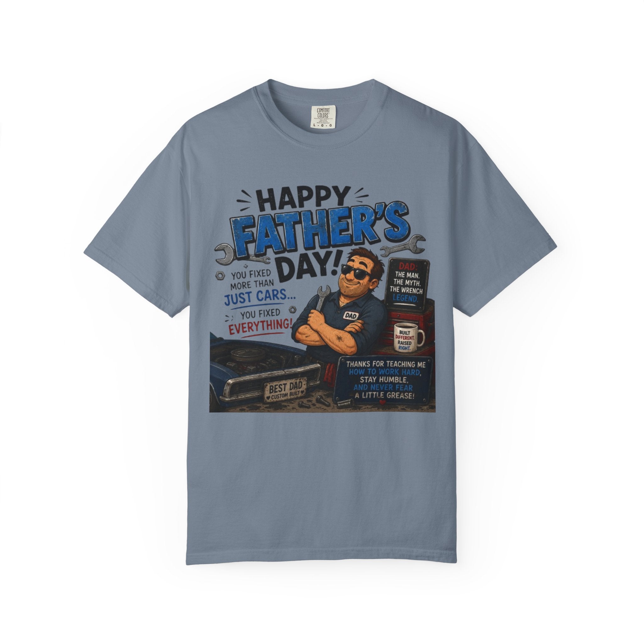 Father's Day Mechanic T-Shirt — "Happy Father's Day! You Fixed More Than Cars" Gift Tee