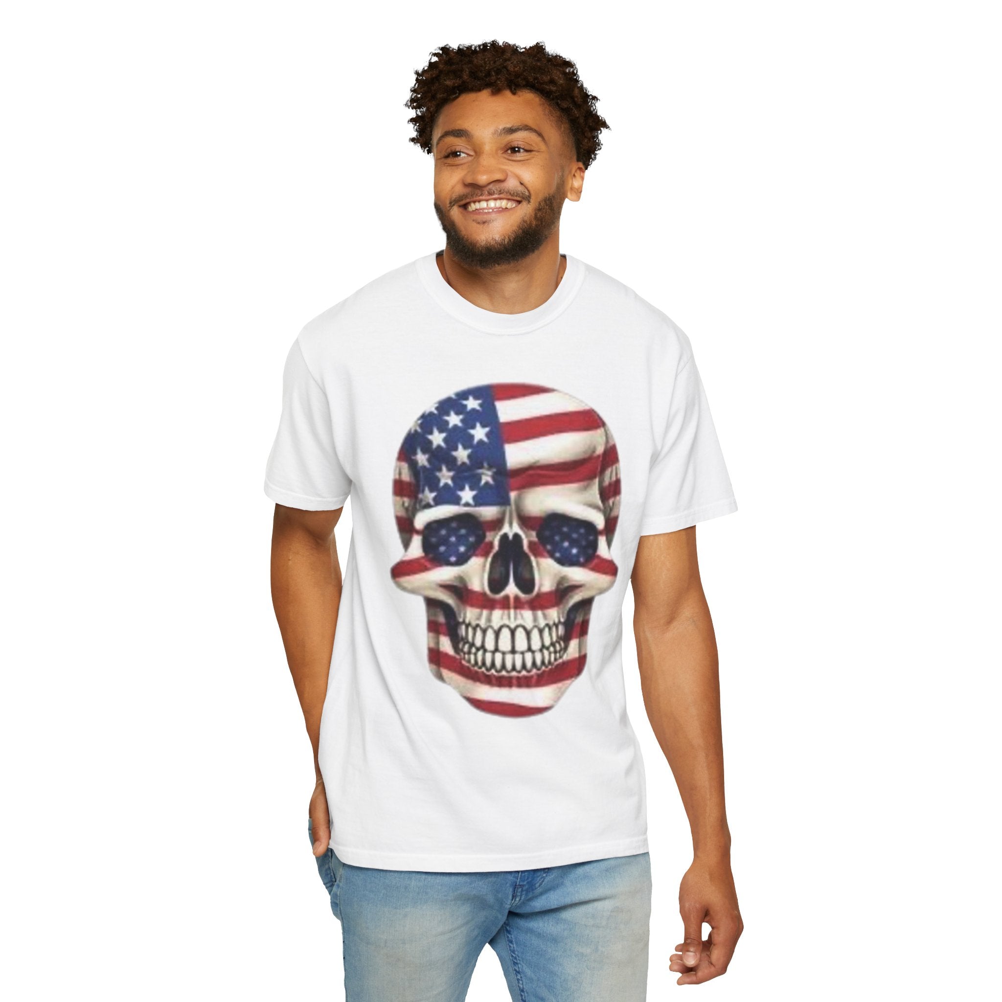 American Flag Skull T-Shirt — Patriotic Skull Graphic Tee