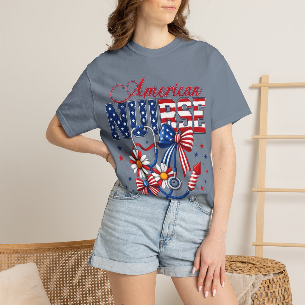 American Nurse Patriotic T-Shirt — 4th of July Stars & Stripes Nursing Tee
