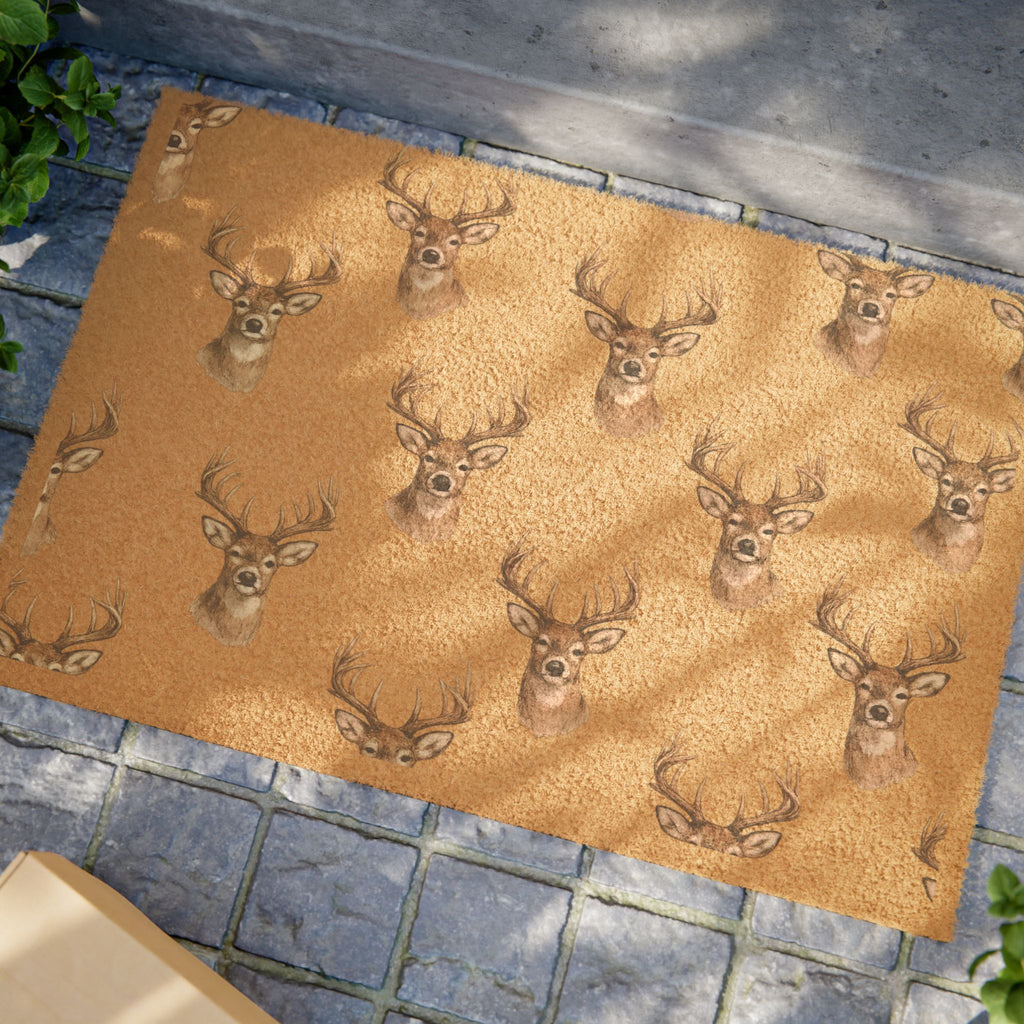 Deer Head Doormat — Rustic Cabin Welcome Mat