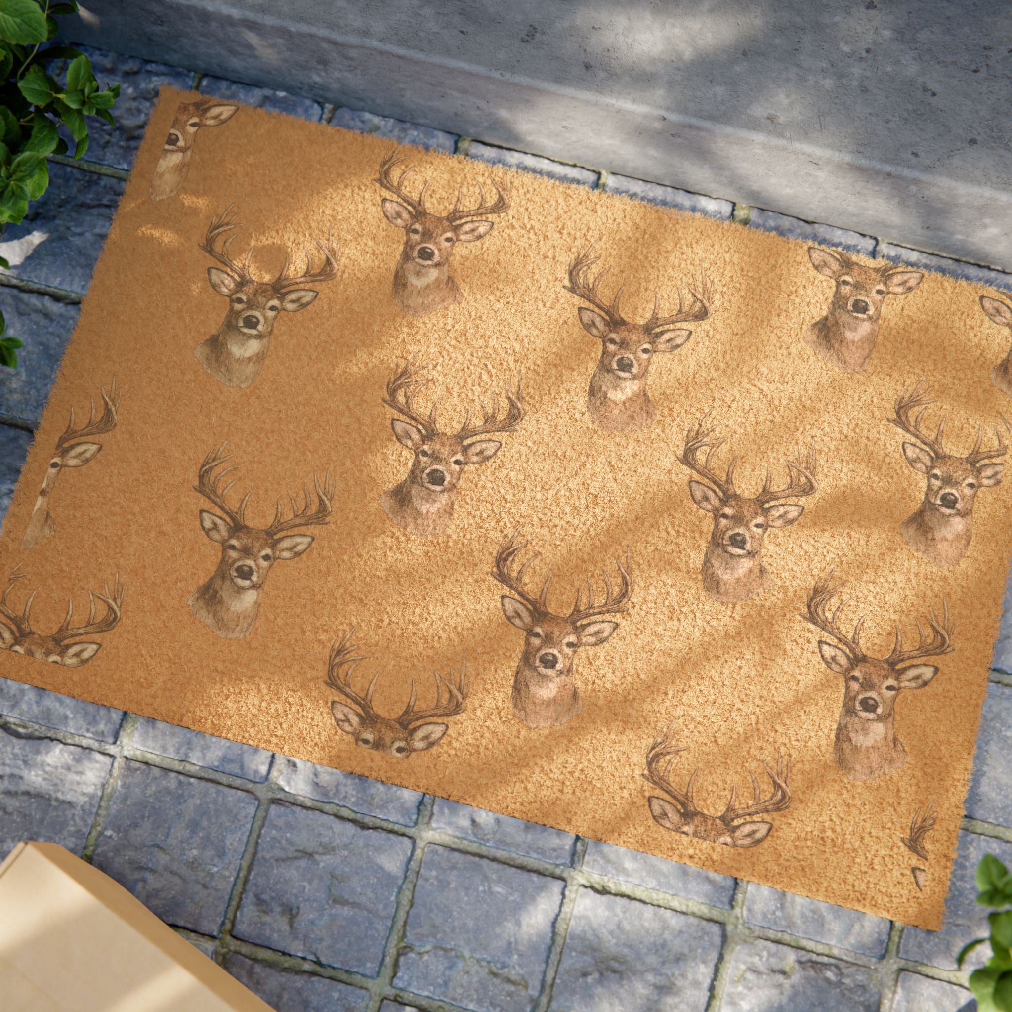 Deer Head Doormat — Rustic Cabin Welcome Mat