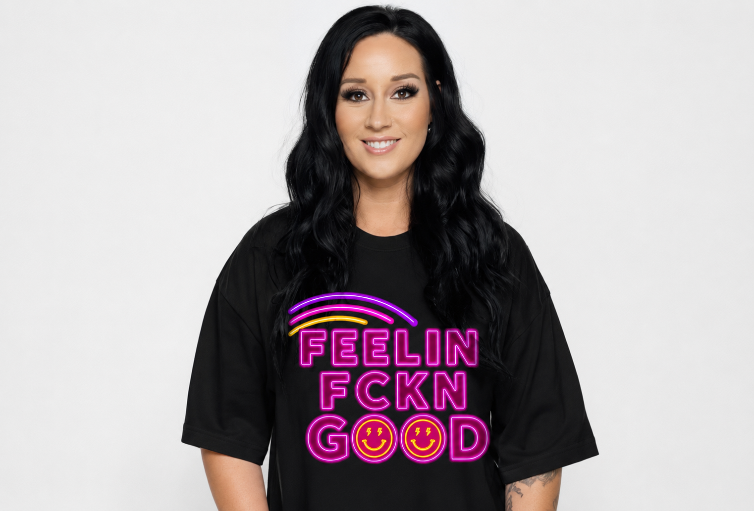 Feelin' Fckn Good T-Shirt – Retro Rainbow Smiley Graphic Tee